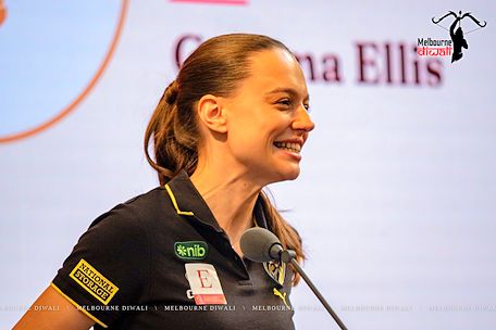Gemma Ellis of Richmond Football Club speaks at the Launch