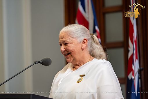 Maureen Chen of Brahma Kumaris Australia offers blessings at the Launch